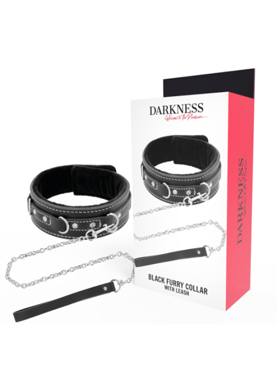 DARKNESS - COLLIER EN CUIR DE HAUTE QUALITÉ AVEC LAISSE