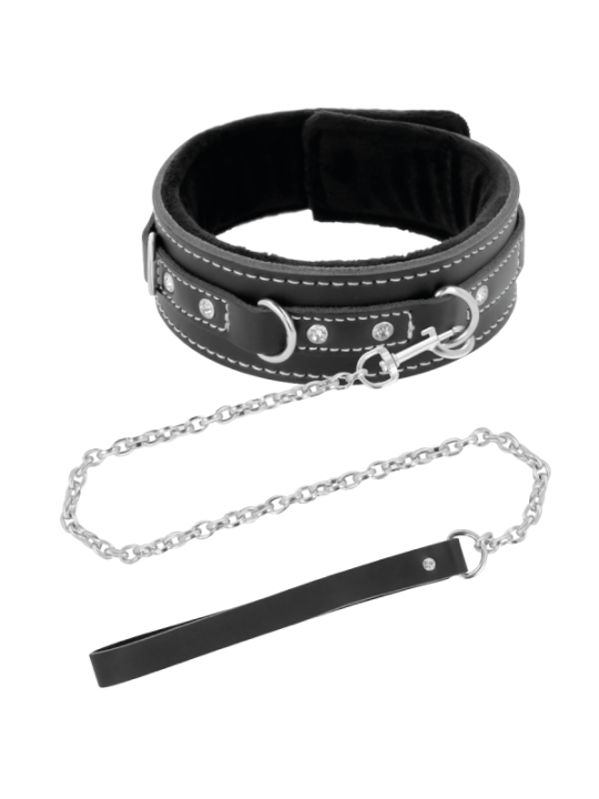DARKNESS - COLLIER EN CUIR DE HAUTE QUALITÉ AVEC LAISSE