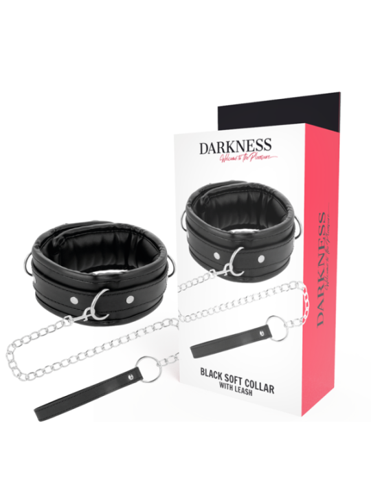 DARKNESS - COLLIER EN CUIR SOUPLE AVEC CHAÎNE