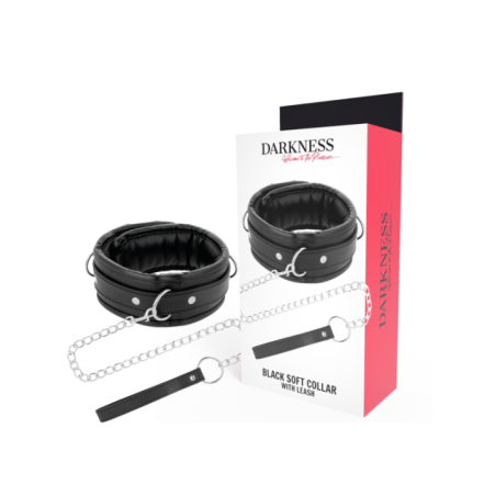 DARKNESS - COLLIER EN CUIR SOUPLE AVEC CHAÎNE