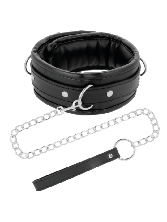 DARKNESS - COLLIER EN CUIR SOUPLE AVEC CHAÎNE