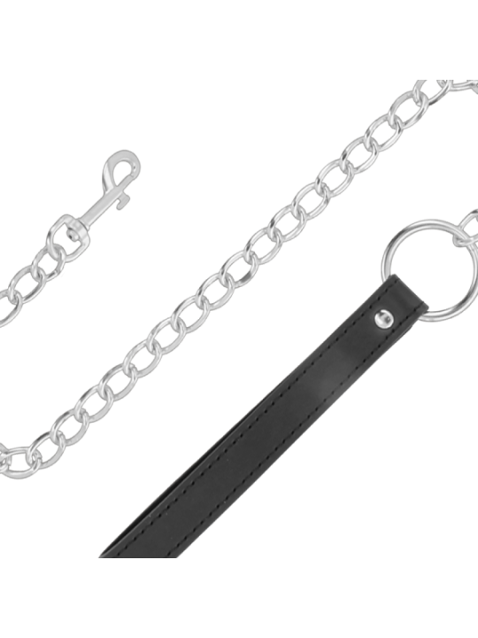 DARKNESS - COLLIER EN CUIR SOUPLE AVEC CHAÎNE
