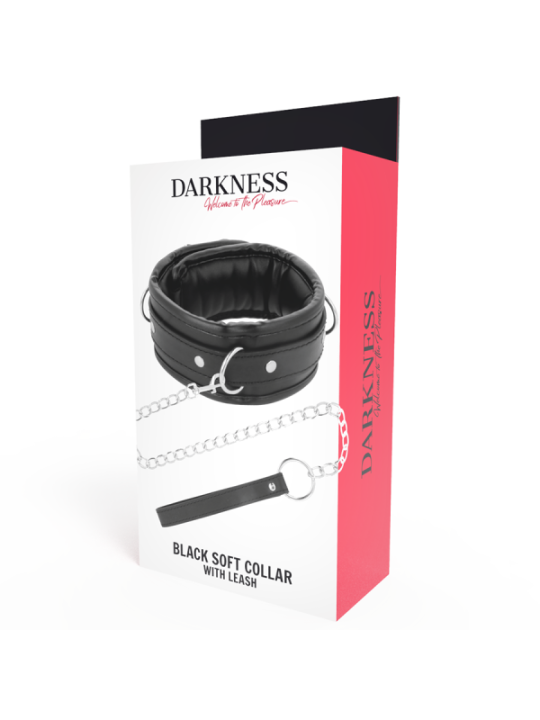 DARKNESS - COLLIER EN CUIR SOUPLE AVEC CHAÎNE