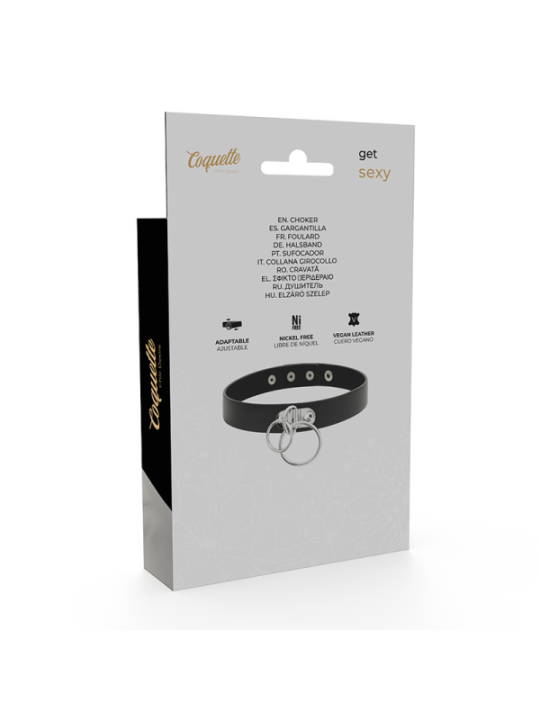COQUETTE CHIC DESIRE - RAS DE COU DOUBLE ANNEAU EN CUIR VÉGAN