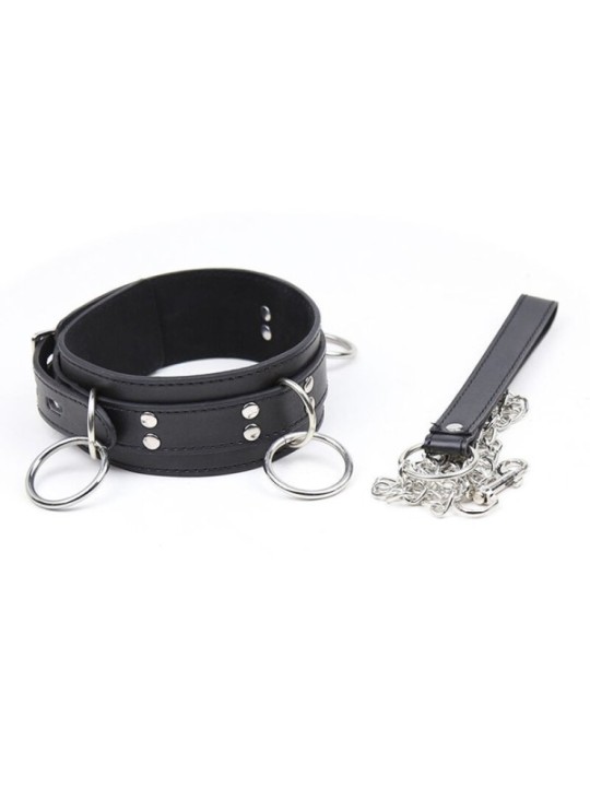 OHMAMA FETISH - COLLIER DE SOUMISSION AVEC 3 ANNEAUX
