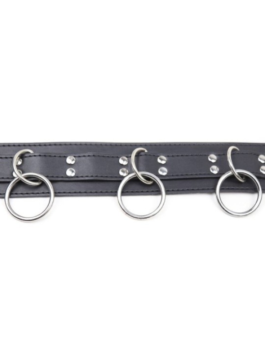 OHMAMA FETISH - COLLIER DE SOUMISSION AVEC 3 ANNEAUX
