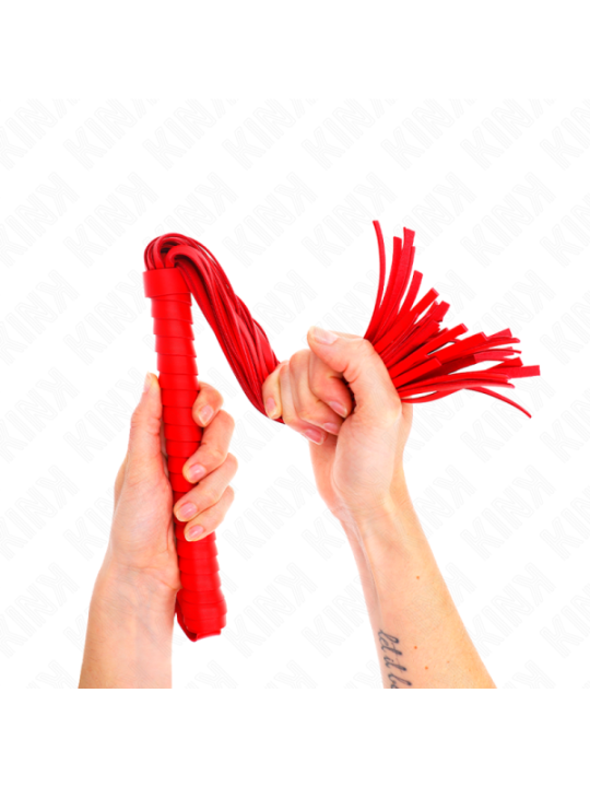 KINK - FOUET AVEC MANCHE TEXTURÉ ROUGE 48,5 CM