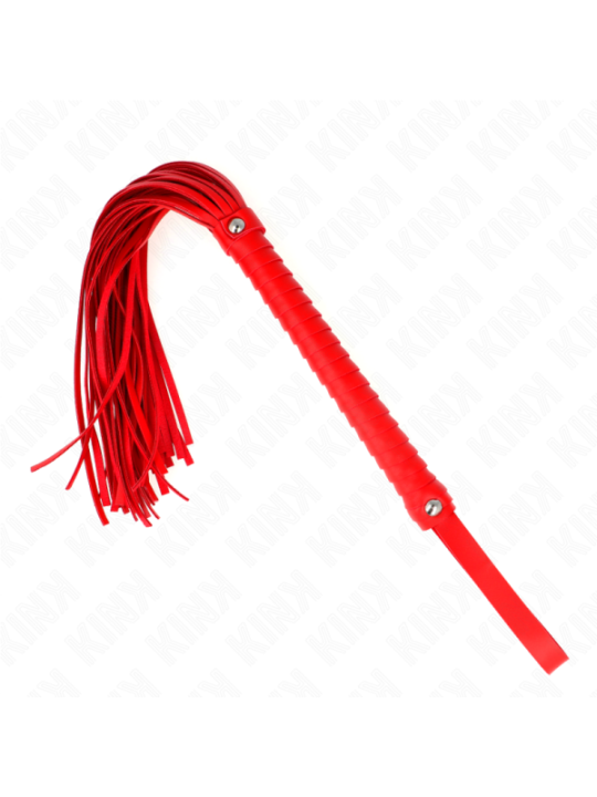 KINK - FOUET AVEC MANCHE TEXTURÉ ROUGE 48,5 CM