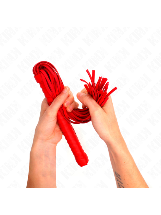 KINK - FOUET AVEC MANCHE TEXTURÉ ROUGE 48,5 CM