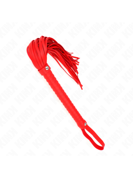 KINK - FOUET AVEC MANCHE TEXTURÉ ROUGE 48,5 CM