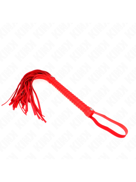 KINK - FOUET AVEC MANCHE TEXTURÉ ROUGE 48,5 CM