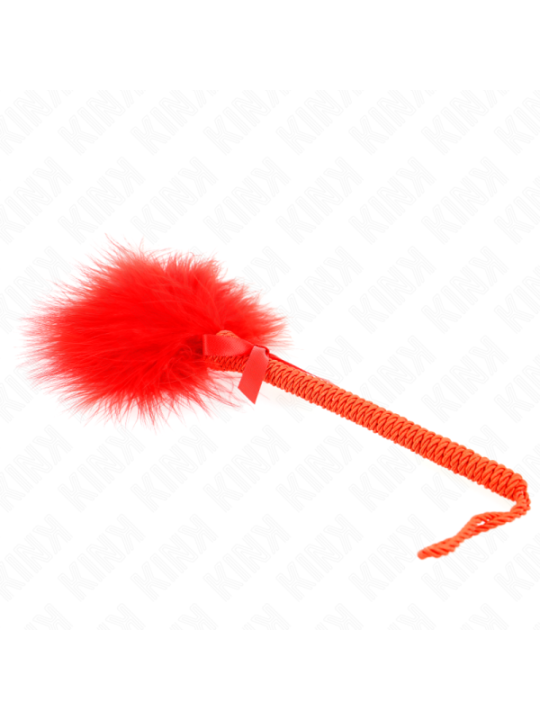KINK - Baguette en corde de nylon avec plumes chatouillantes et noeud rouge 25 cm