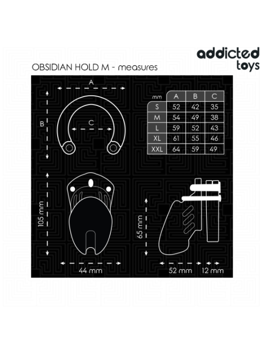 ADDICTED TOYS LOCKED - CAGE À PÉNIS OBSIDIAN HOLD TAILLE M