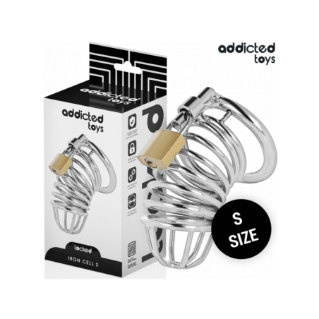 ADDICTED TOYS LOCKED - CAGE À PÉNIS EN MÉTAL IRON CELL 4 CM TAILLE S