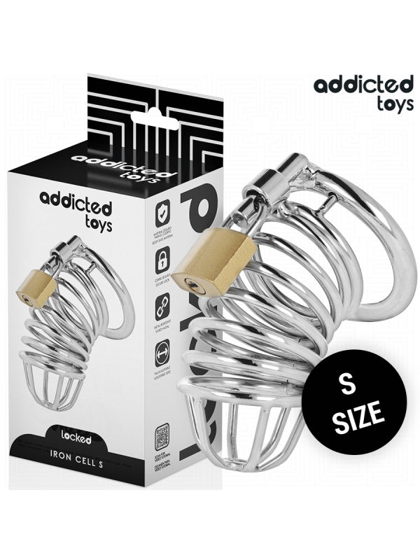 ADDICTED TOYS LOCKED - CAGE À PÉNIS EN MÉTAL IRON CELL 4 CM TAILLE S