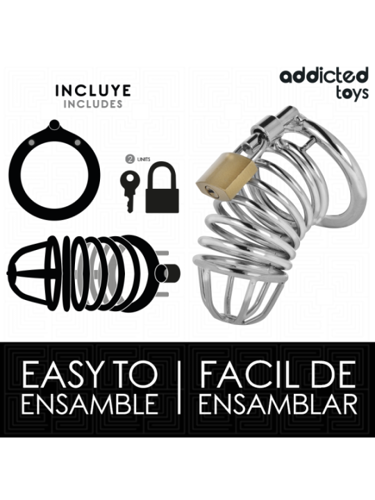 ADDICTED TOYS LOCKED - CAGE À PÉNIS EN MÉTAL IRON CELL 4 CM TAILLE S