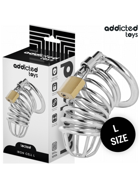 ADDICTED TOYS LOCKED - CAGE À PÉNIS EN MÉTAL IRON CELL 5 CM TAILLE L