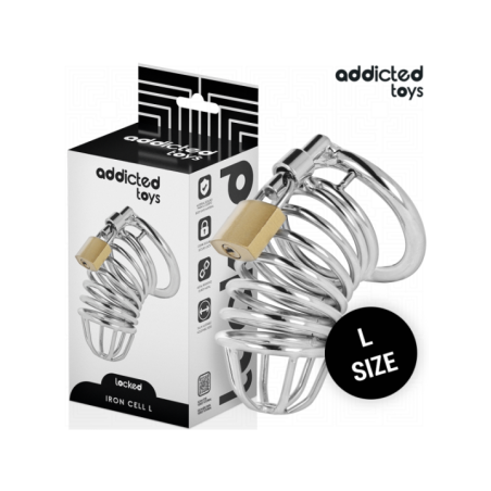 ADDICTED TOYS LOCKED - CAGE À PÉNIS EN MÉTAL IRON CELL 5 CM TAILLE L