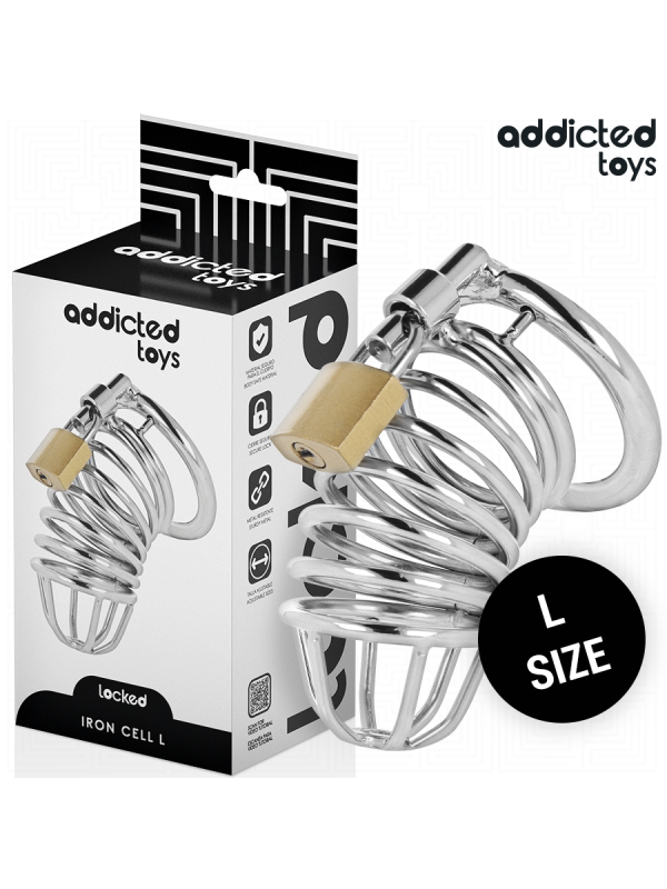 ADDICTED TOYS LOCKED - CAGE À PÉNIS EN MÉTAL IRON CELL 5 CM TAILLE L