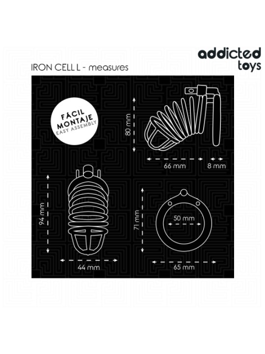 ADDICTED TOYS LOCKED - CAGE À PÉNIS EN MÉTAL IRON CELL 5 CM TAILLE L
