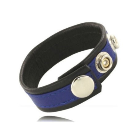 LEATHER BODY - SANGLE EN CUIR RÉGLABLE POUR PÉNIS BLEU-NOIR