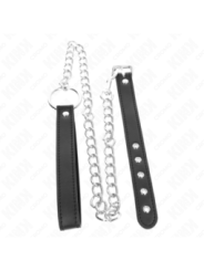 KINK - ANNEAU PÉNIS EN CUIR 21,5 X 2 CM AVEC CHAÎNE EN MÉTAL DE 60 CM ET SANGLE EN CUIR