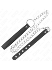 KINK - ANNEAU PÉNIS EN CUIR 21,5 X 2 CM AVEC CHAÎNE EN MÉTAL DE 60 CM ET SANGLE EN CUIR