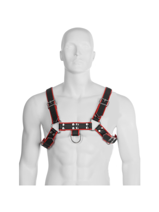 LEATHER BODY - HARNAIS CHAÎNE III NOIR / ROUGE