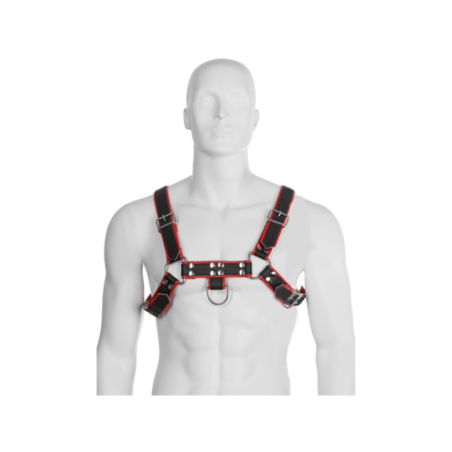 LEATHER BODY - HARNAIS CHAÎNE III NOIR / ROUGE