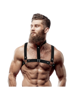 FETISH SUBMISSIVE ATTITUDE - HARNAIS DE POITRINE RÉGLABLE EN ÉCO-CUIR AVEC COLLIER POUR HOMMES
