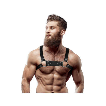 FETISH SUBMISSIVE ATTITUDE - HARNAIS DE POITRINE BULLDOG EN CUIR ÉCOLOGIQUE POUR HOMMES TAILLE M/L