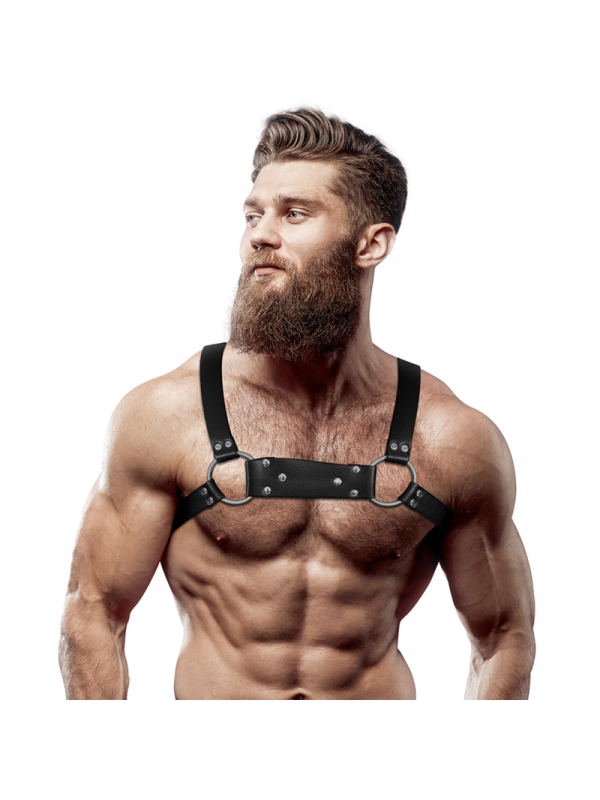 FETISH SUBMISSIVE ATTITUDE - HARNAIS DE POITRINE BULLDOG EN CUIR ÉCOLOGIQUE POUR HOMMES TAILLE M/L