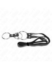 KINK - ANNEAU PÉNIS TRIPLE MÉTAL 3,8 CM À 5 CM AVEC CEINTURE EN CUIR 112 CM