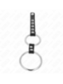 KINK - DOUBLE ANNEAU PÉNIS EN MÉTAL DE 3,8 CM À 5 CM CONNECTÉ AU CUIR