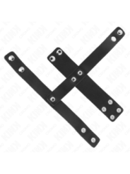 KINK - ANNEAU DE CAGE À PÉNIS EN CUIR AVEC SÉPARATEUR DE BALLES RÉGLABLE