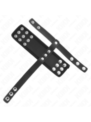 KINK - ANNEAU DE CAGE À PÉNIS EN CUIR AVEC SANGLE RÉGLABLE DE SÉPARATION DES BALLES REVÊTUEUSE
