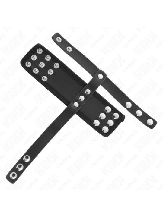 KINK - ANNEAU DE CAGE À PÉNIS EN CUIR AVEC SANGLE RÉGLABLE DE SÉPARATION DES BALLES REVÊTUEUSE