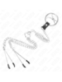 KINK - ANNEAU PÉNIS EN MÉTAL TRIPLE CHROME 3 CM À 4,5 CM AVEC CHAÎNE EN MÉTAL DE 26 CM ET PINCES À TÉTONS