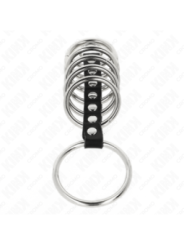 KINK - 7 ANNEAUX PÉNIS EN MÉTAL DE 3,2 CM À 5 CM CONNECTÉS PAR DU CUIR