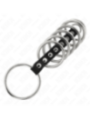 KINK - 7 ANNEAUX PÉNIS EN MÉTAL DE 3,2 CM À 5 CM CONNECTÉS PAR DU CUIR