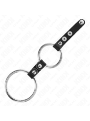 KINK - DOUBLE ANNEAU PÉNIS 3,8 CM À 5 CM CONNECTÉ PAR CUIR
