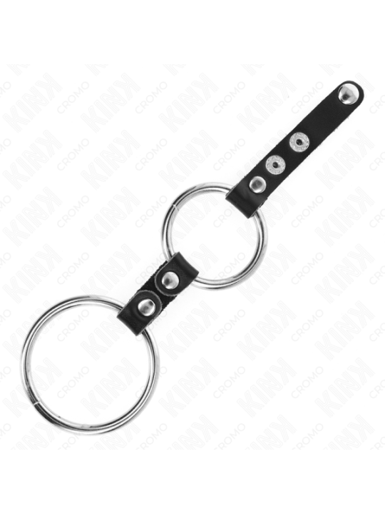 KINK - DOUBLE ANNEAU PÉNIS 3,8 CM À 5 CM CONNECTÉ PAR CUIR