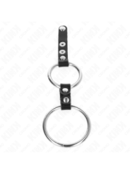 KINK - DOUBLE ANNEAU PÉNIS 3,8 CM À 5 CM CONNECTÉ PAR CUIR