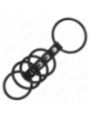 KINK - 5 ANNEAUX PÉNIS EN SILICONE DE 3,8 CM À 4,8 CM CONNECTÉS PAR DU CUIR