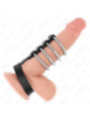 KINK - 4 ANNEAUX PÉNIS EN MÉTAL 3,8 CM CONNECTÉS AVEC SANGLE EN CUIR 22 X 1,5 CM ET FERMETURE À PRESSION