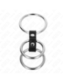 KINK - ANNEAU PÉNIS TRIPLE MÉTAL 3,7 CM À 5 CM CONNECTÉ AU CUIR