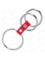 KINK - ANNEAU PÉNIS TRIPLE MÉTAL 3,7 CM À 5 CM CONNECTÉ AVEC DU CUIR ROUGE