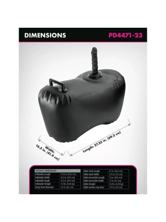 FETISH FANTASY SERIES - BODY DOCK SIÈGE GONFLABLE AVEC GODEMICHET 69,2 CM NOIR