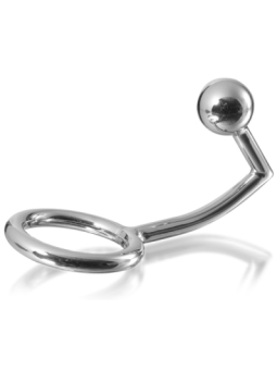 METAL HARD - ANNEAU COCK RING AVEC CROCHET INTRUS ANAL 45MM