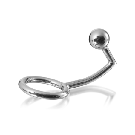 METAL HARD - ANNEAU COCK RING AVEC CROCHET INTRUS ANAL 45MM